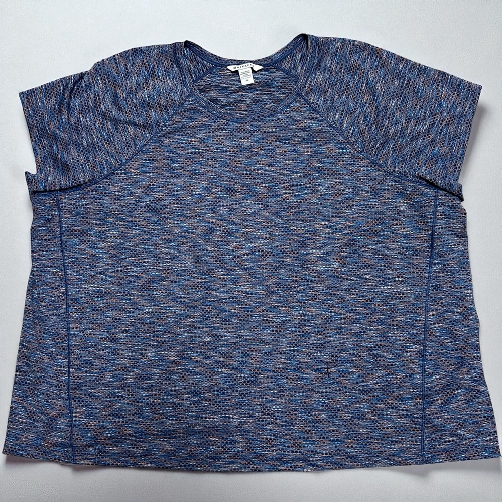 Athleta Women’s 3X Short Sleeve Raglan Active Top Blue Multicolor Textured - Picture 7 of 7